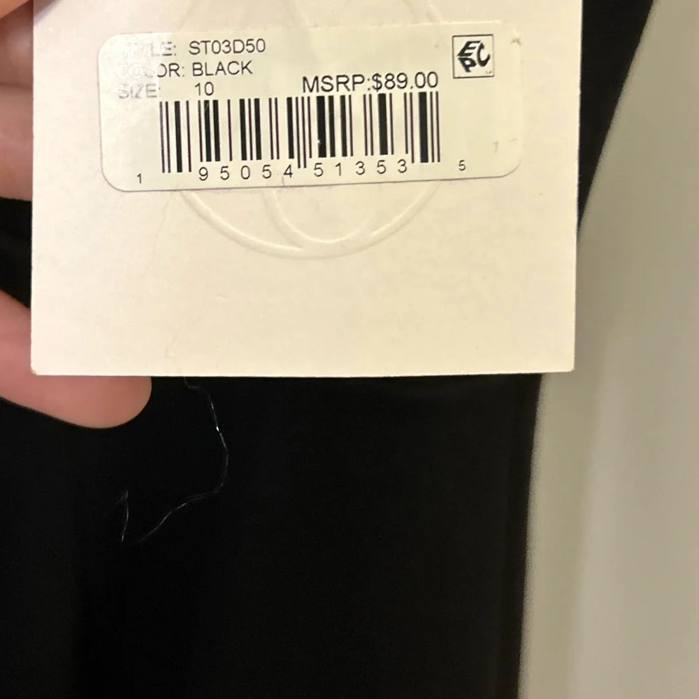 NWT Sage Black Scuba Crepe Asymmetrical Cap Sleeve Dress